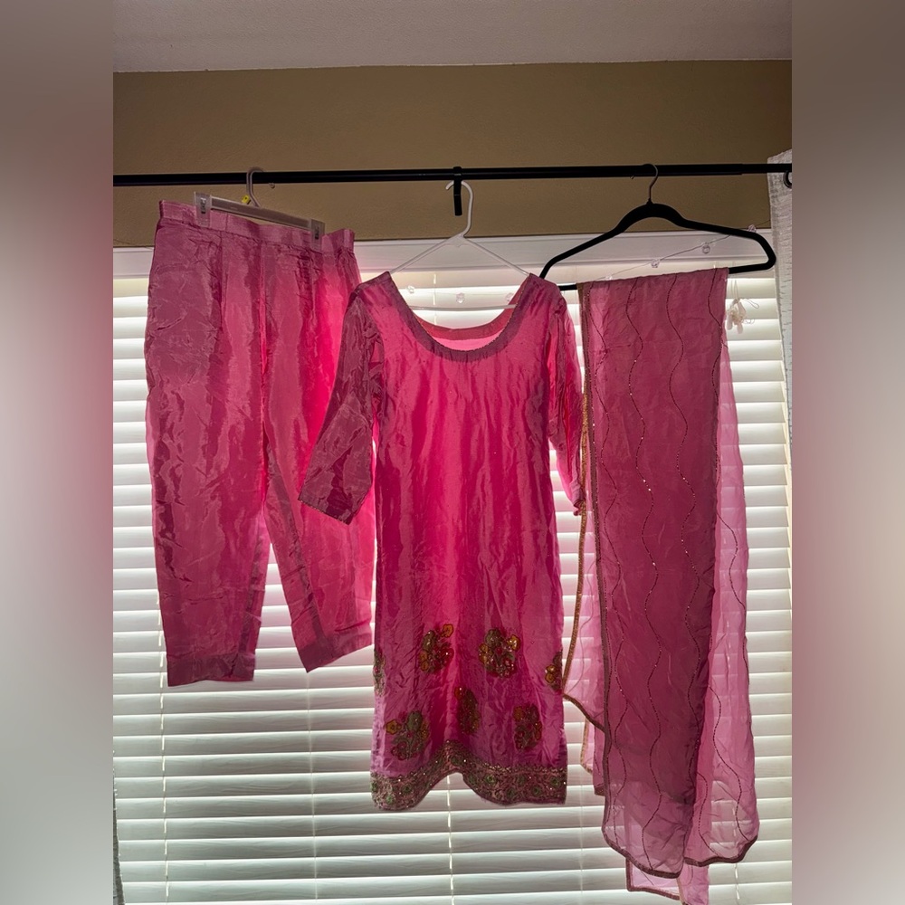 A Beautiful L Pink Suit with Plazzo Pant and Dupatta